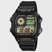Оригинальные японские наручные часы CASIO Illuminator AE-1200WH-1BVDF, мужские, кварцевые, водонепроницаемость 10 Бар (art.: 3920c13442dbb)