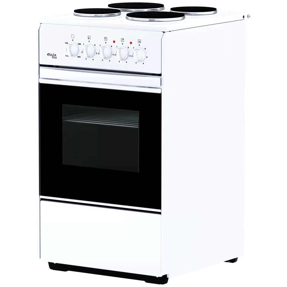 Электрическая плита ЛАДА Nova AE 14027 W Плита бытовая электрическая 4-х конфорочная, без жаровни, без подсветки, цвет Белый