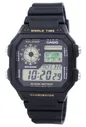 Casio Digital World Map World Time Alarm Illuminator AE-1200WH-1BVDF Mens Watch